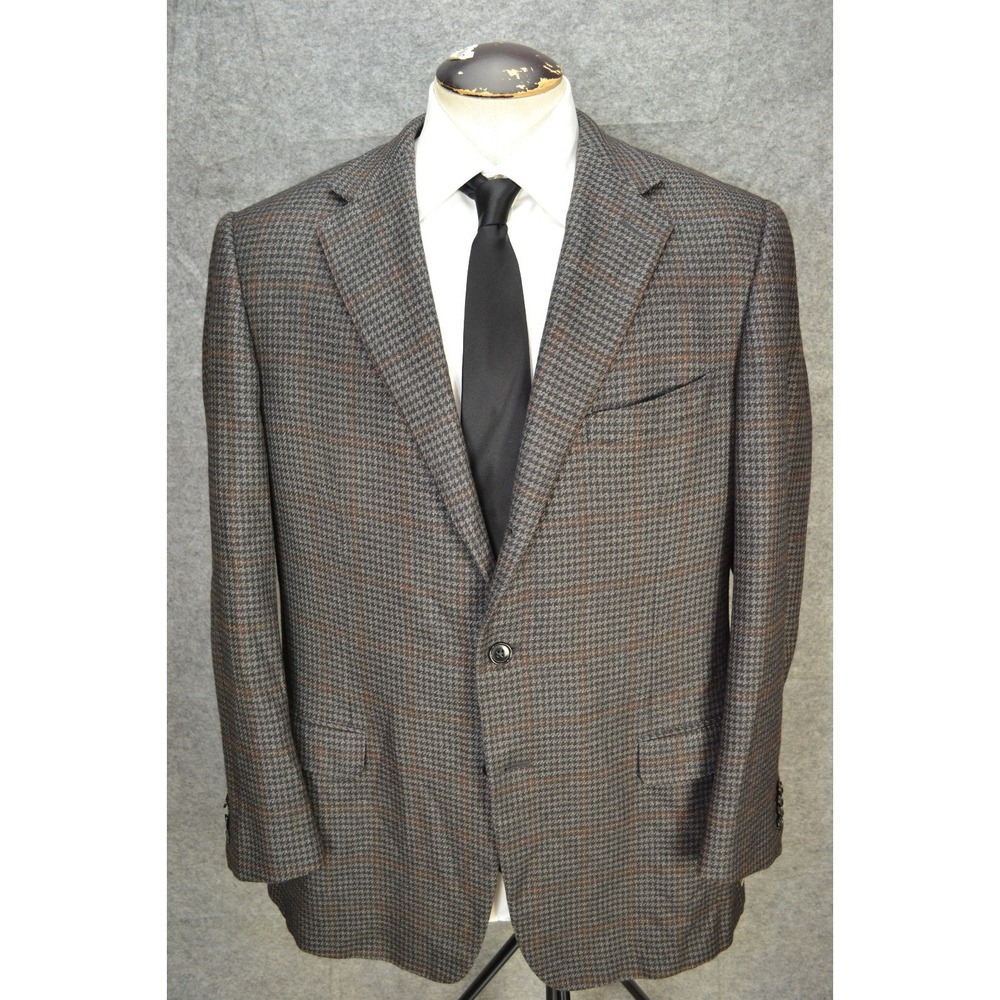 ERMENEGILDO ZEGNA Cashmere‎ Silk Blazer Windowpane Houndstooth Sport Coat 46L